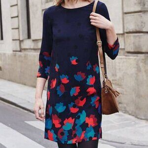 Boden Rachel Navy Floral 3/4 Sleeve Shift Dress 4